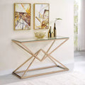 47.25" Glass Top Console Table with Gold Steel Frame - Modern Entryway or Living Room
