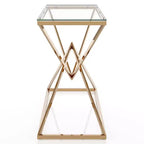 47.25" Glass Top Console Table with Gold Steel Frame - Modern Entryway or Living Room