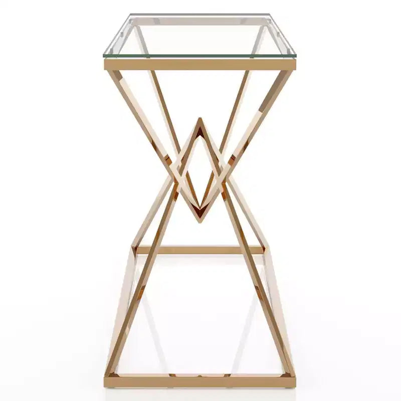 47.25" Glass Top Console Table with Gold Steel Frame - Modern Entryway or Living Room