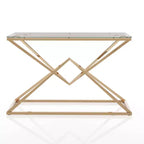 47.25" Glass Top Console Table with Gold Steel Frame - Modern Entryway or Living Room