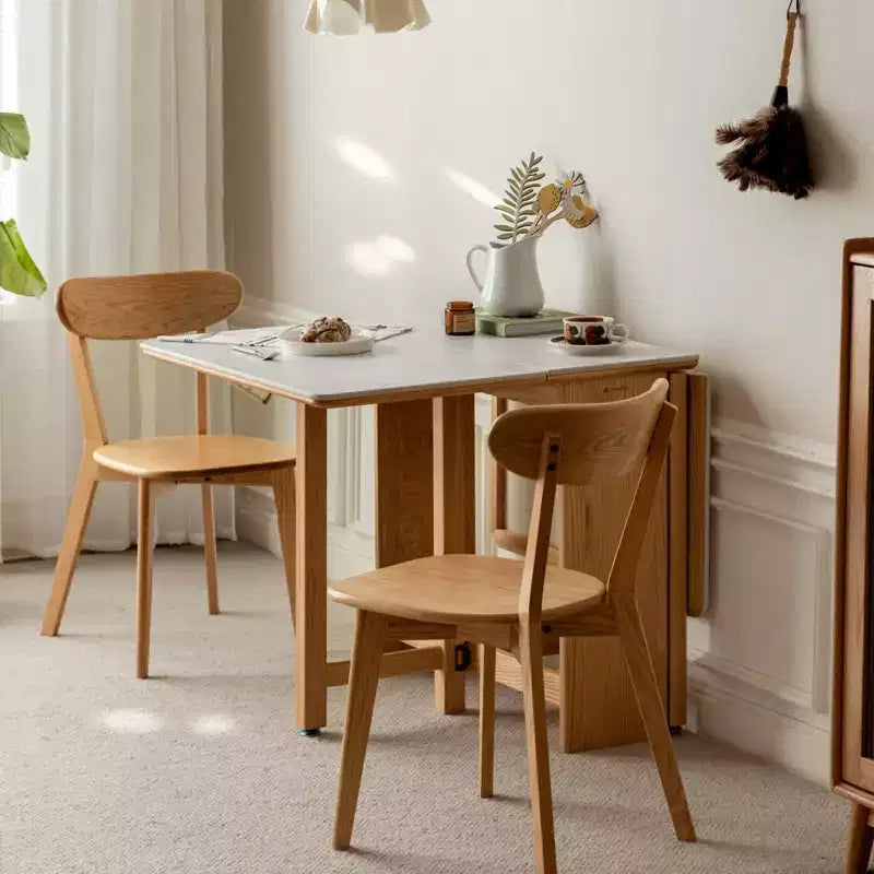 GDFStudio Agatha Table Pliante Moderne en Bois Massif pour 4 à 6 Personnes avec Plateau en Dalle de Pierre