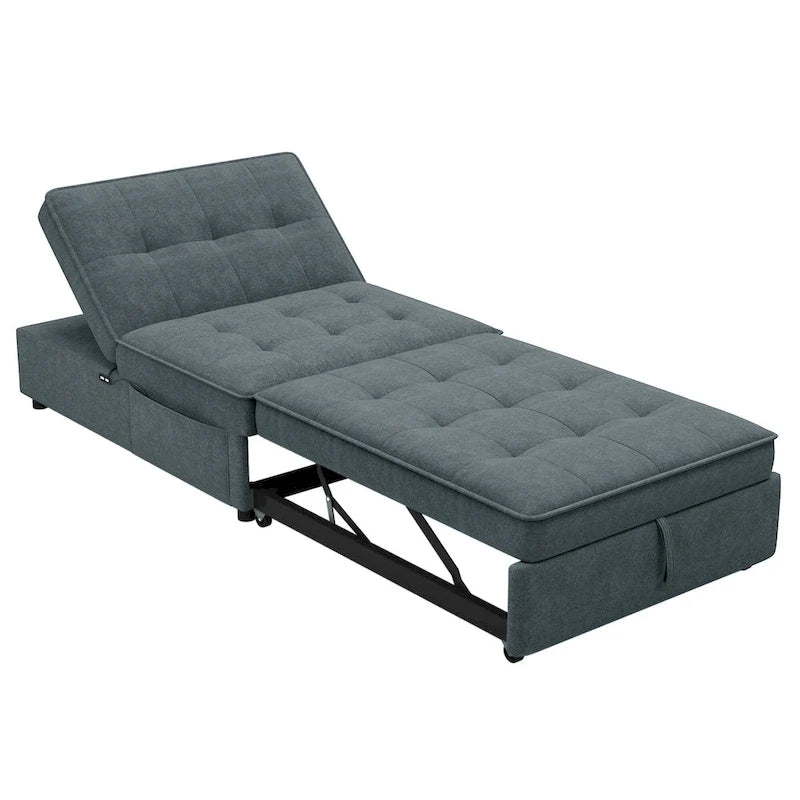 Canapé convertible 3 places 4-en-1 en lin 72,5" avec dossier réglable sur 5 niveaux et poche de rangement
