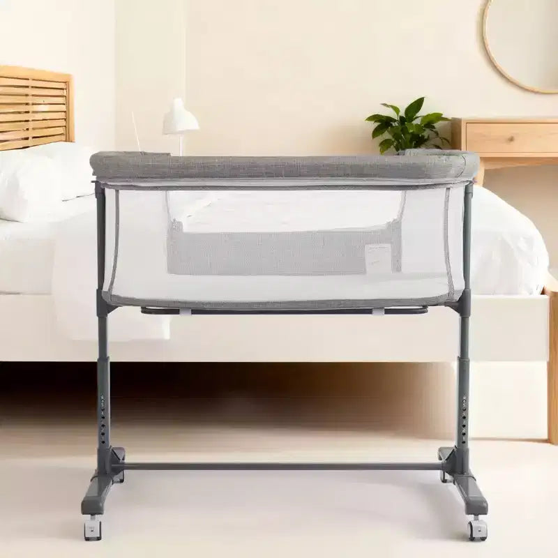 Berceau cododo à roulettes – Beige / Gris / Rose, pour 1 bébé