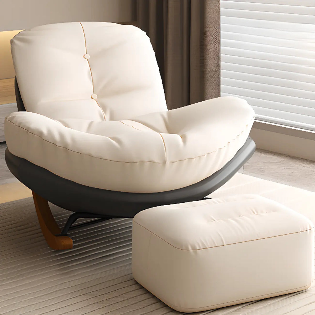 Fauteuil à bascule scandinave rembourré avec ottoman en option