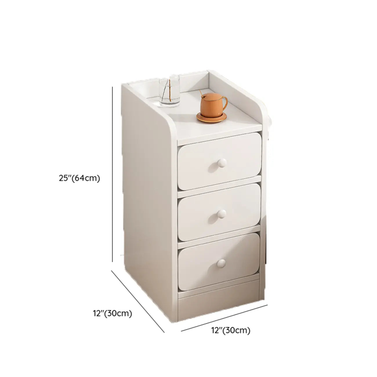 Table de chevet simple en bois naturel blanc à 2 tiroirs