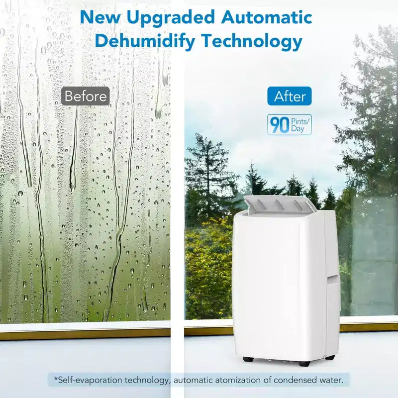 Climatiseur portable 10 000 BTU, Climatiseur de maison avec télécommande pour pièce jusqu'à 42 m², fonctions 3-en-1/minuterie 24h/roulettes