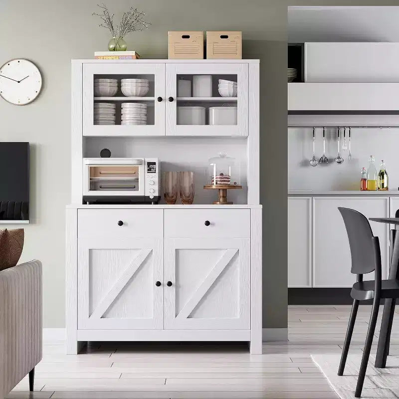 Armoire de cuisine avec support pour micro-ondes, armoire de type « hutch » avec buffet et étagères réglables, pour la cuisine et la salle à manger