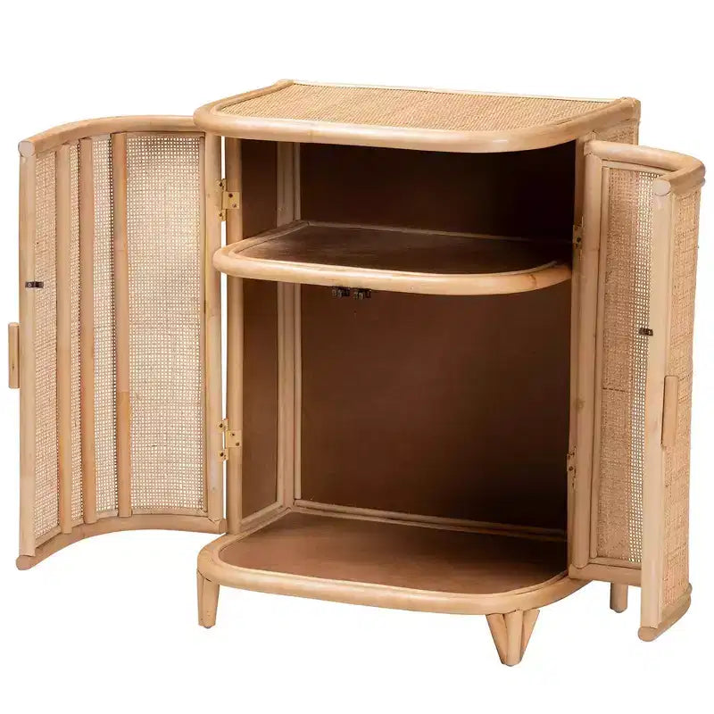 bali & pari Yanka Meuble de rangement en rotin naturel : Fait main, 2 étagères, design bohème