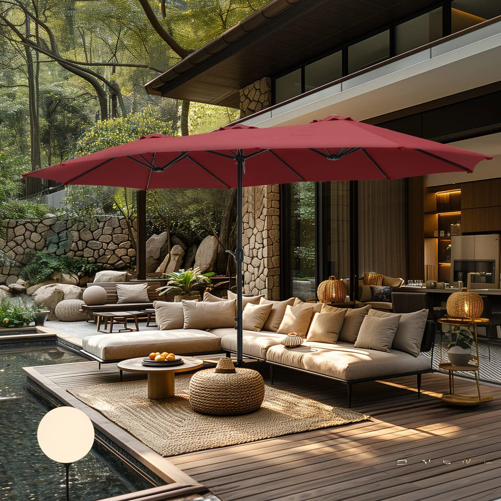MAISON ARTS Grand Parasol Double Face de 4,5 m avec Base Incluse pour Patio