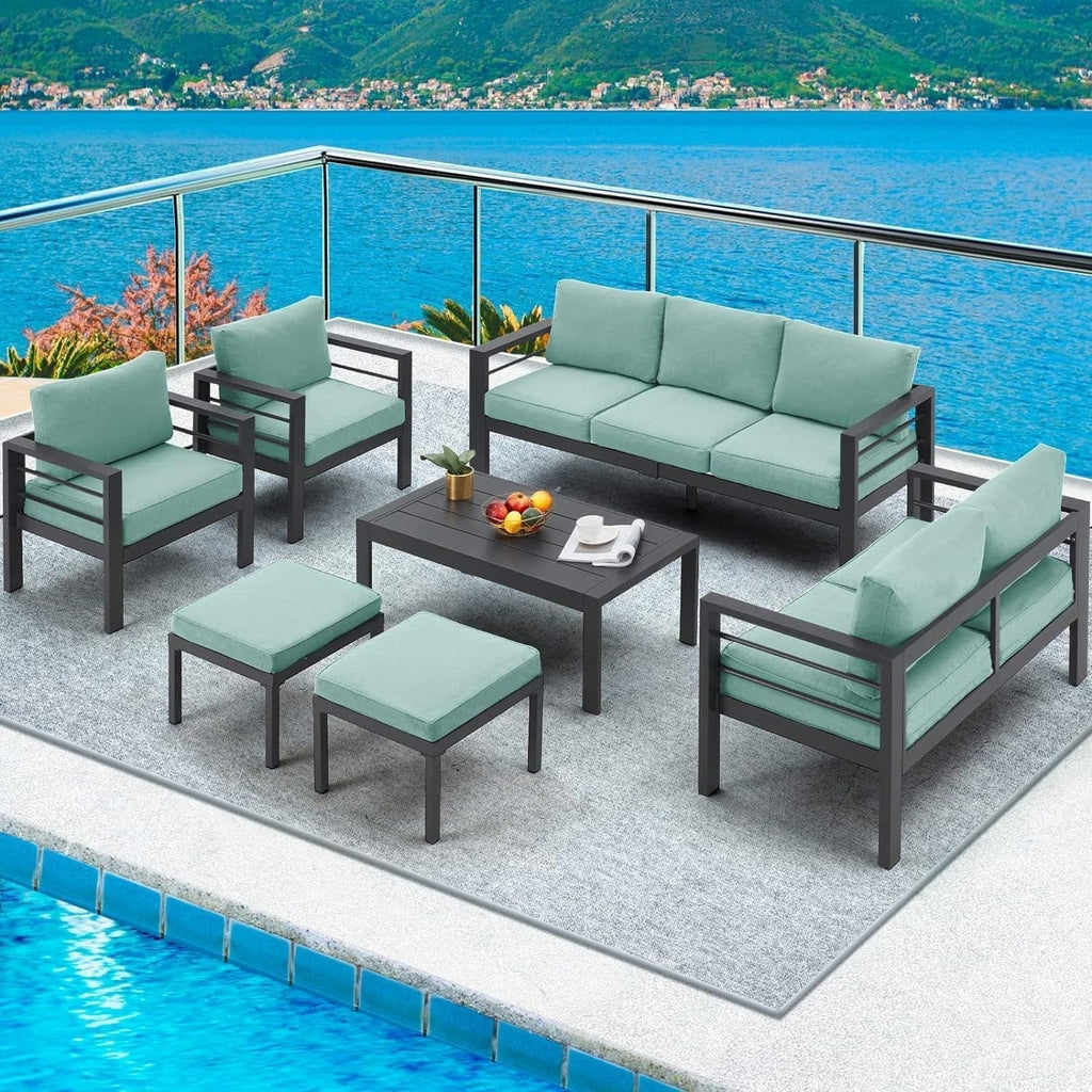 AECOJOY Ensemble de 7 Meubles de Jardin en Aluminium pour Extérieur