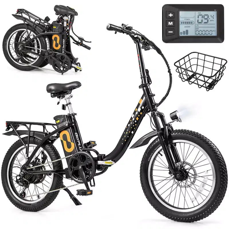 Vélo électrique pliant tout-terrain Costway pour adultes, avec pneus larges de 20 pouces, moteur sans balais de 750 W, batterie 54 V 13 Ah, certifié UL2849
