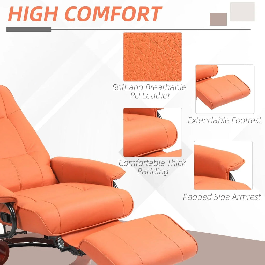 Fauteuil inclinable manuel pivotant en similicuir HomCom avec repose-pieds confortable et relaxant