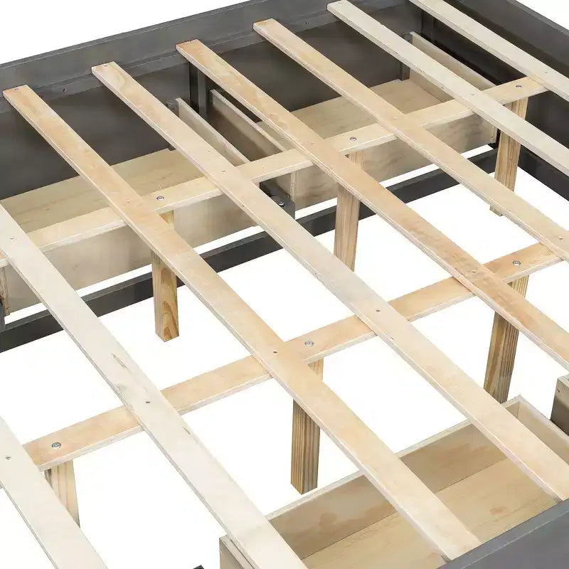 Cadre de lit plateforme Whisen Queen avec 4 tiroirs de rangement et rangement dans le pied de lit