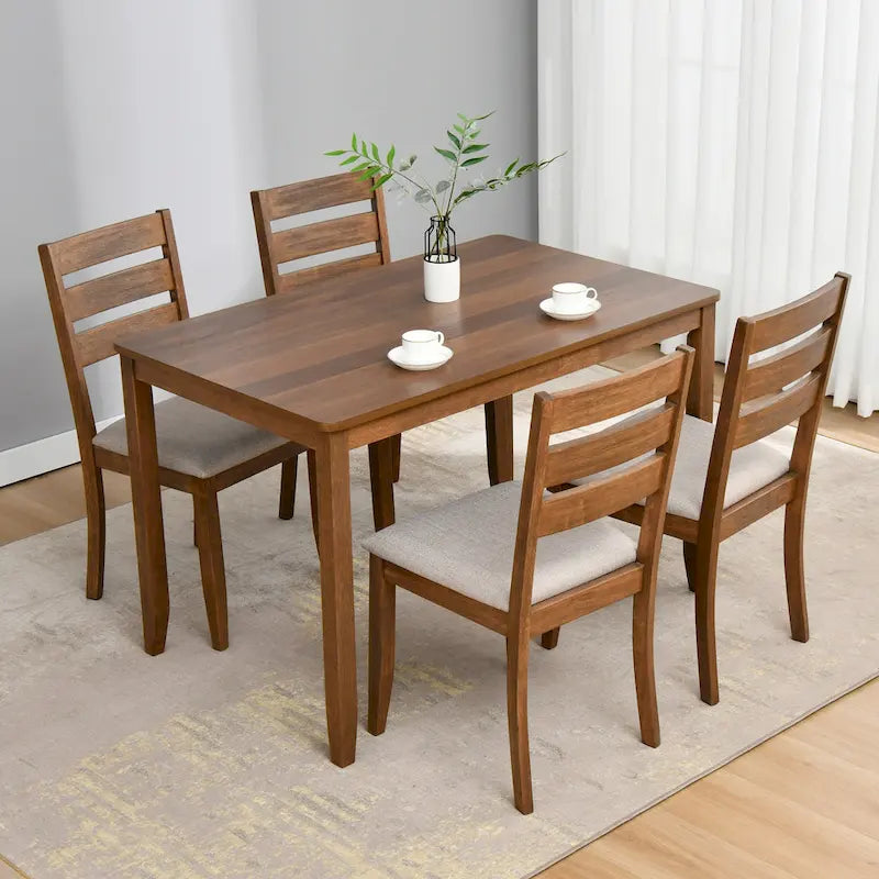 Lot de 4 chaises de salle à manger en bois à dossier à lattes