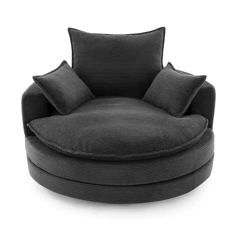 Fauteuil d'appoint pivotant à 360°, Fauteuil pivotant rond en forme de baril avec coussin pour salon