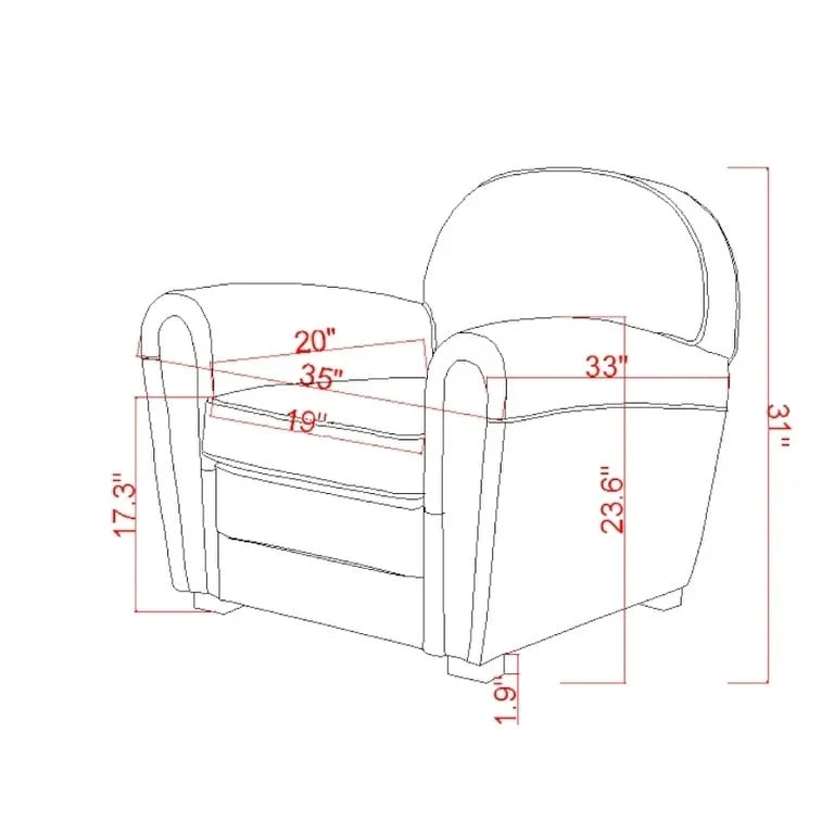 Fauteuil Club Paris en Cuir Véritable Pasargad Home, Marron