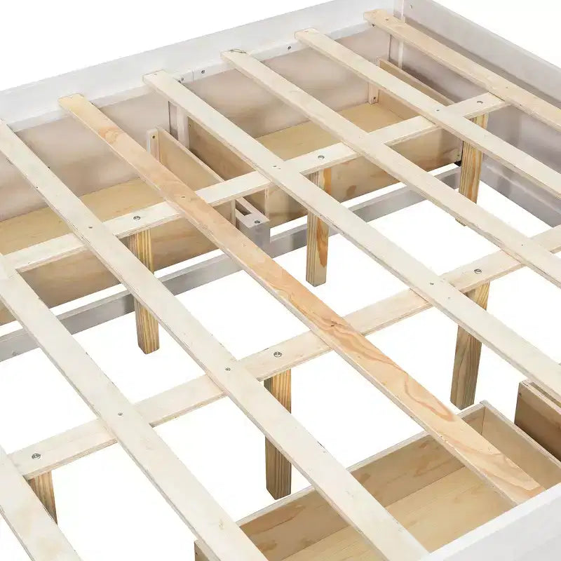Cadre de lit plateforme Whisen Queen avec 4 tiroirs de rangement et rangement dans le pied de lit