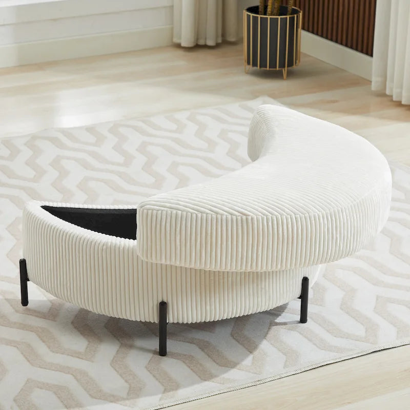 Fauteuil d'appoint pivotant rembourré 42,3 W avec 4 oreillers et pouf de rangement demi-lune