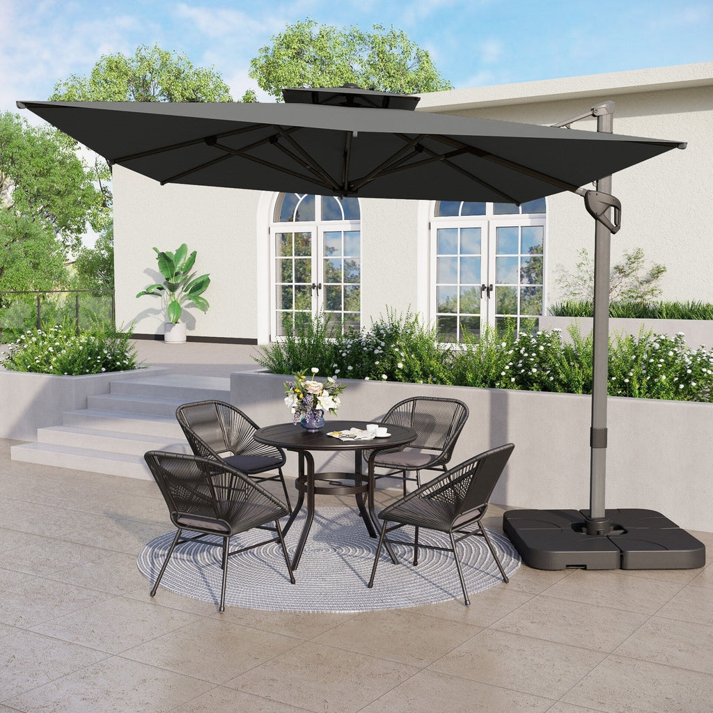 MAISON ARTS Parasol déporté hydraulique automatique 3,6 m avec mât en aluminium et rotation à 360 degrés