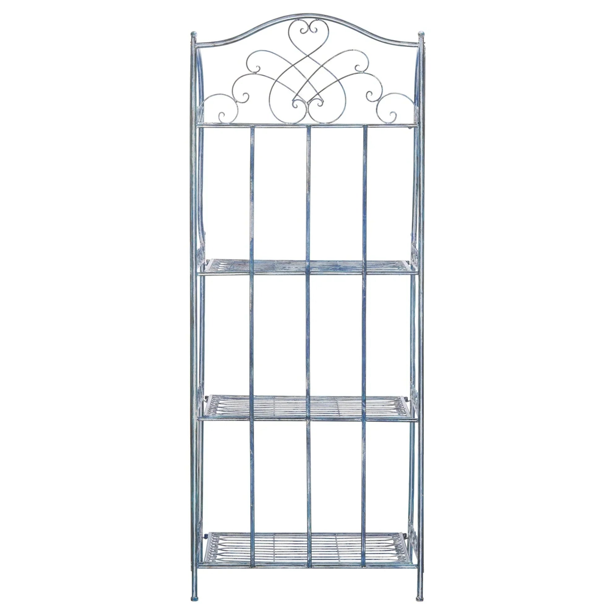 SAFAVIEH Bryn Étagère de boulanger d'extérieur victorienne en fer forgé à 4 niveaux - 63,5 cm l x 38,1 cm P x 160 cm H - 25L x 15P x 63H
