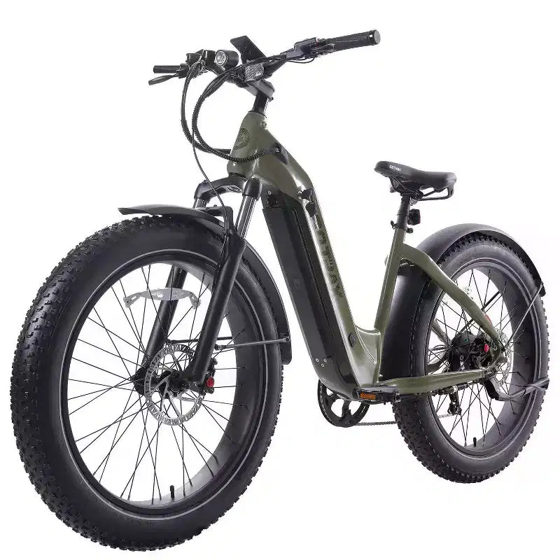 Vélo électrique hybride à pneus larges 26 pouces GOTRAX pour adulte à cadre ouvert - Vert