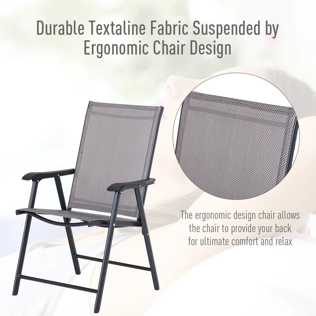 Lot de 4 chaises pliantes Outsunny au design simple et élégant, confortables pour la terrasse, le jardin et les voyages