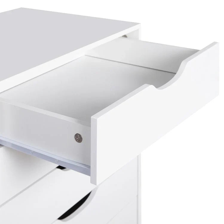 Étroite commode en bois à 9 tiroirs coulissants et étagère de rangement supérieure