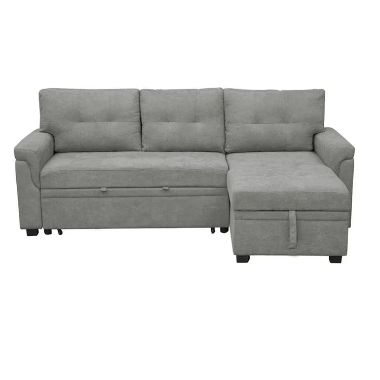 Canapé d'angle réversible convertible avec lit gigogne, méridienne de rangement et pieds durables