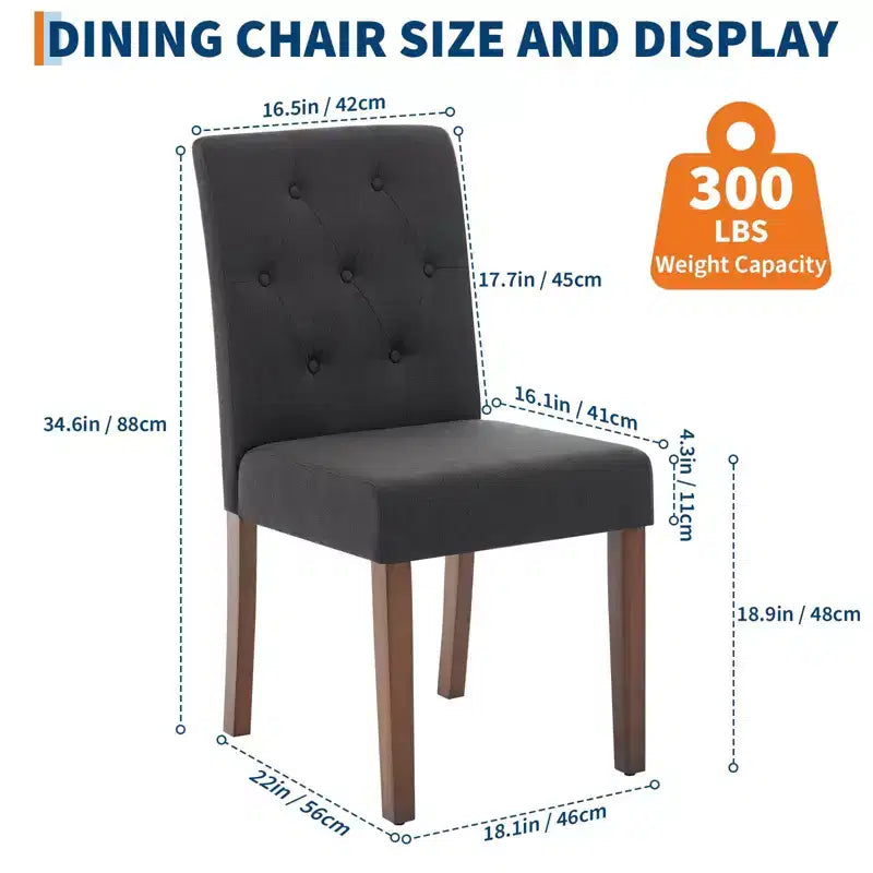 Lot de 6 / 4 chaises de salle à manger Parsons capitonnées - Chaises de cuisine en tissu rembourrées avec pieds en bois et sièges rembourrés - Meubles de salon et de cuisine