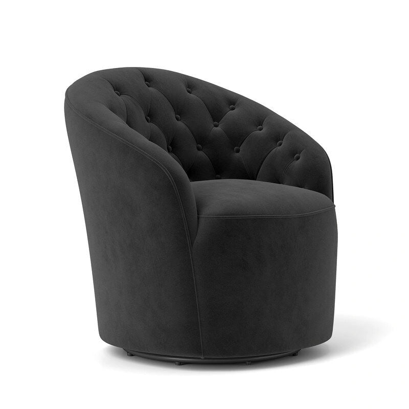 Fauteuil pivotant à 360 degrés en velours moderne SEYNAR avec dossier capitonné (lot de 2)