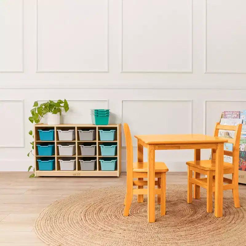 Meuble de rangement à roulettes Cubby avec 15 bacs à ouverture frontale, 3x4, Meuble pour enfants