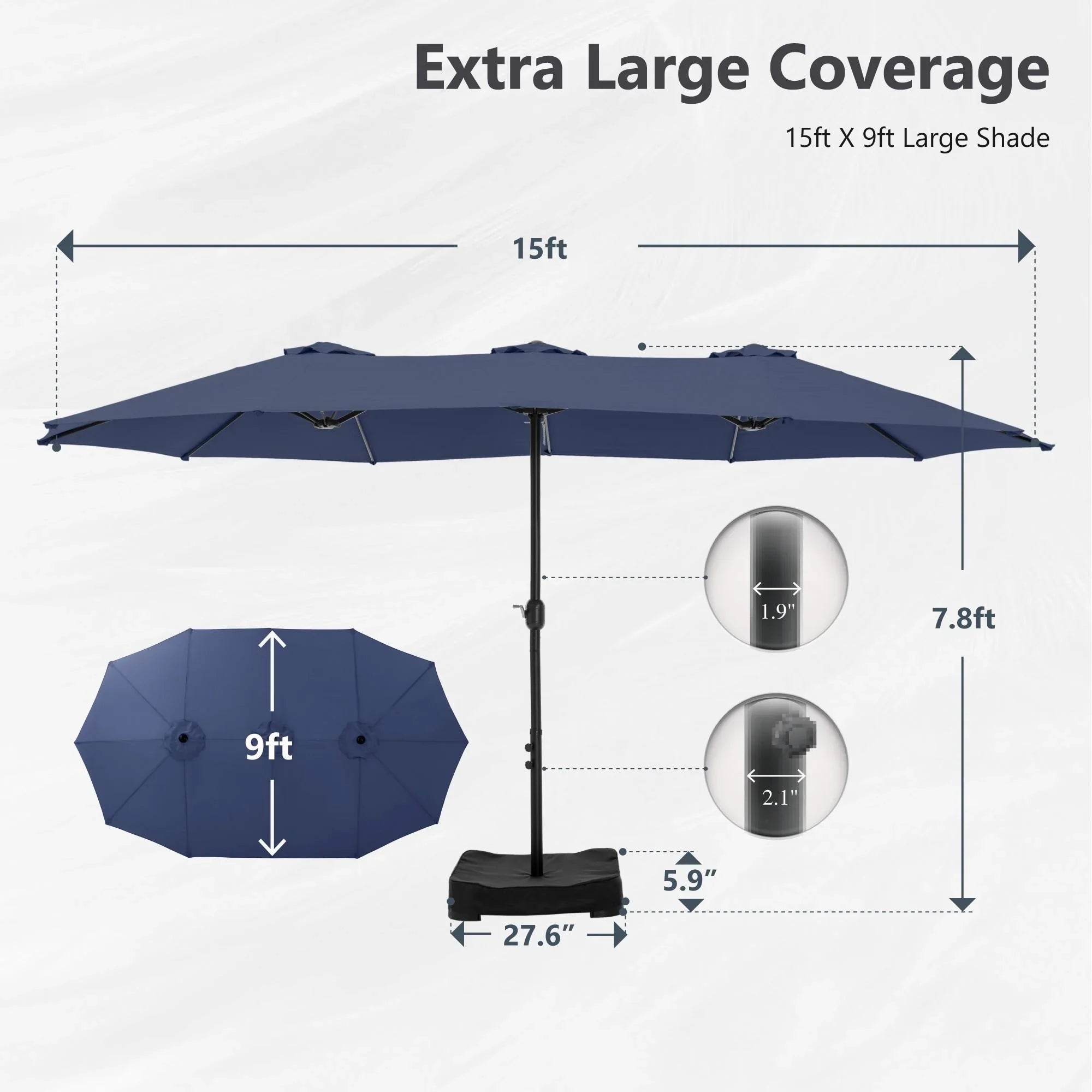 MAISON ARTS Grand Parasol Double Face de 4,5 m avec Base Incluse pour Patio