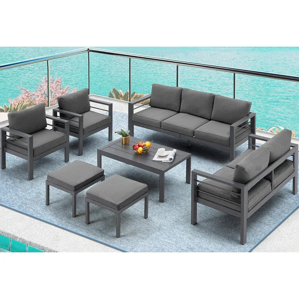 AECOJOY Ensemble de 7 Meubles de Jardin en Aluminium pour Extérieur