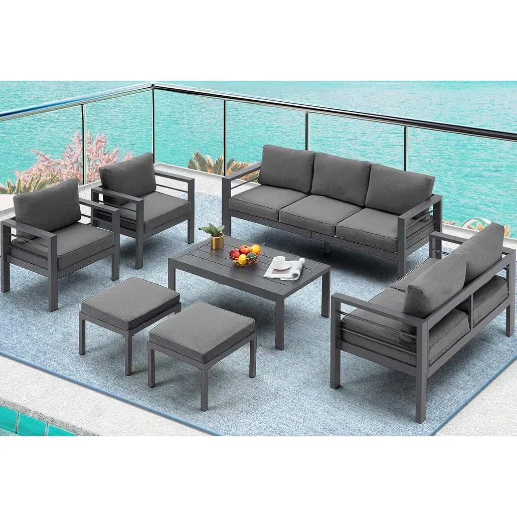 AECOJOY Ensemble de 7 Meubles de Jardin en Aluminium pour Extérieur