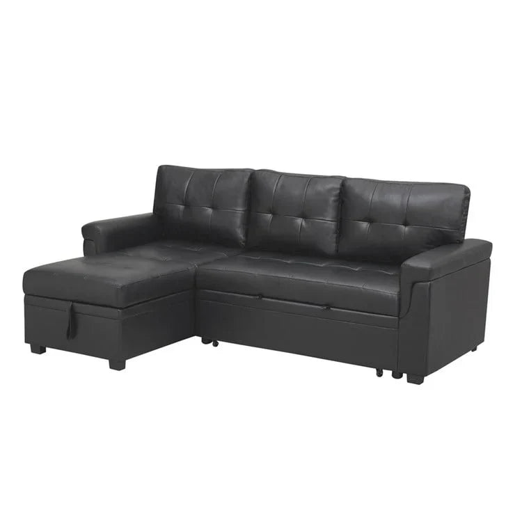 Canapé d'angle réversible convertible avec lit gigogne, méridienne de rangement et pieds durables