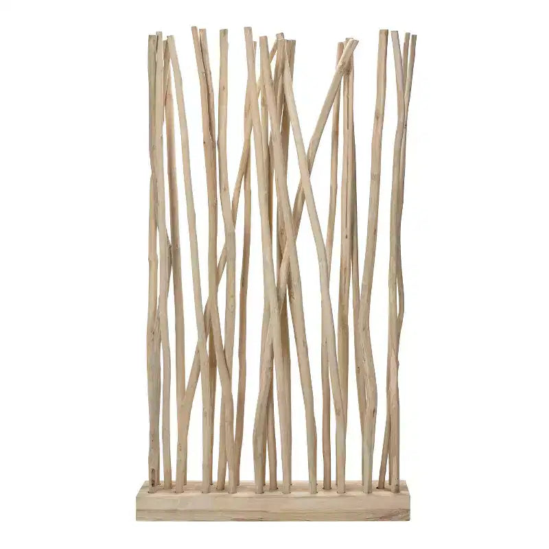 JONATHAN Y Tranquil 39W x 68H Paravent bohème côtier en branches de teck fabriquées à la main, un seul panneau