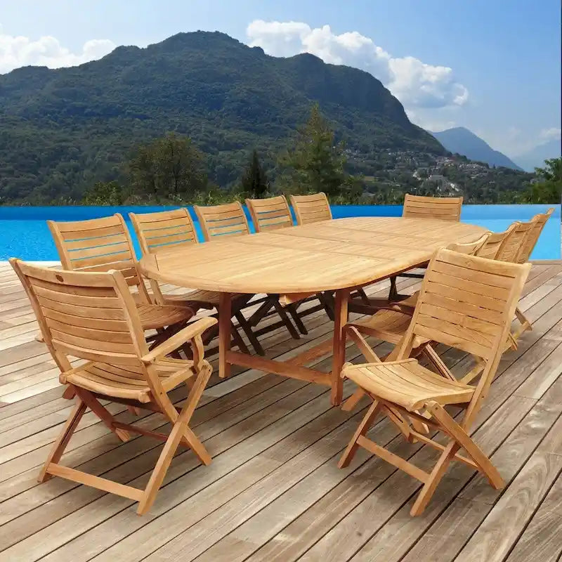 Ensemble de salle à manger extérieur extensible Amazonia Teak Sessa 13 pièces - 13 pièces