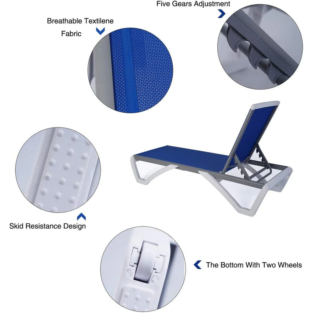 Kozyard Alan Chaise longue de patio inclinable et réglable, entièrement plate, en aluminium et résine de polypropylène