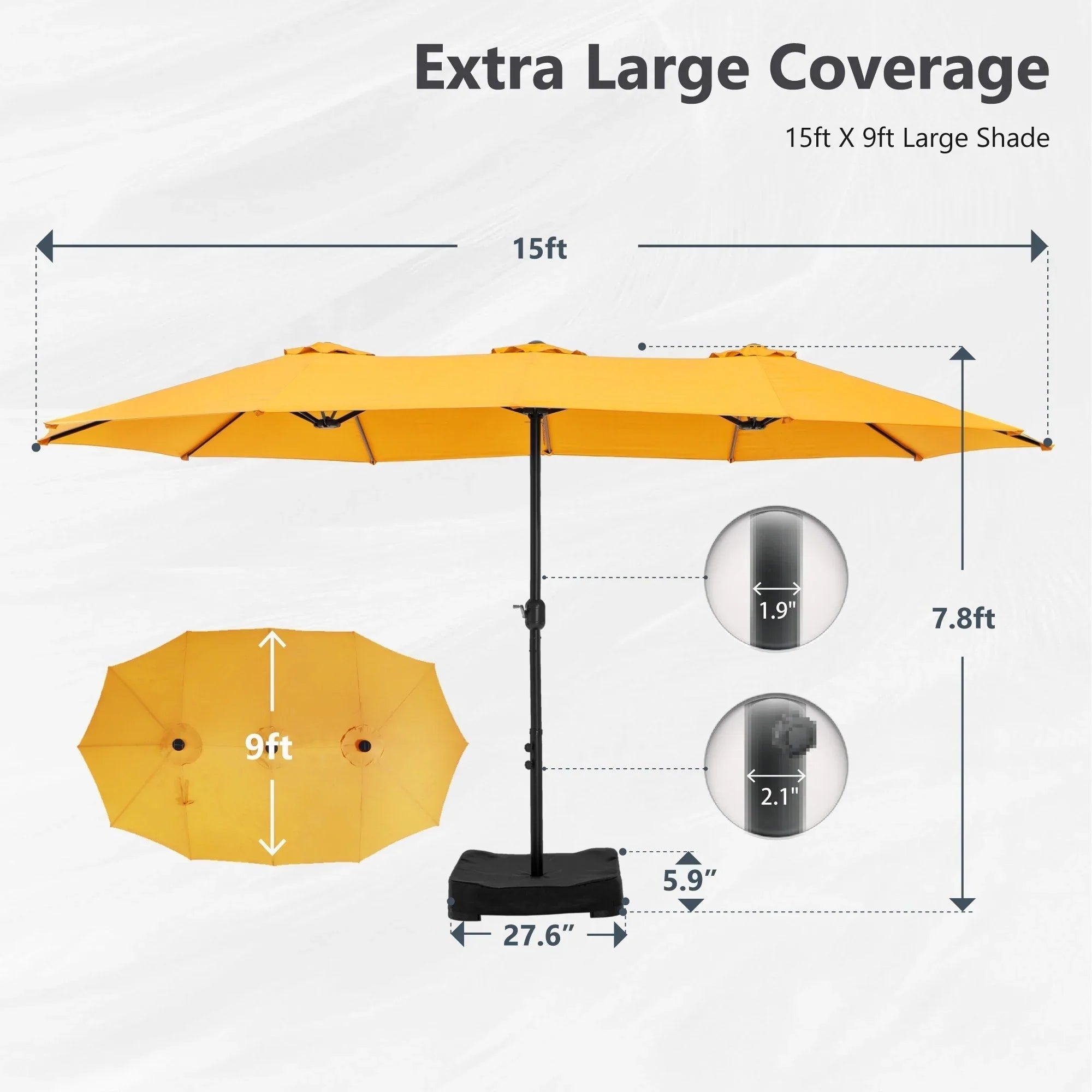 MAISON ARTS Grand Parasol Double Face de 4,5 m avec Base Incluse pour Patio