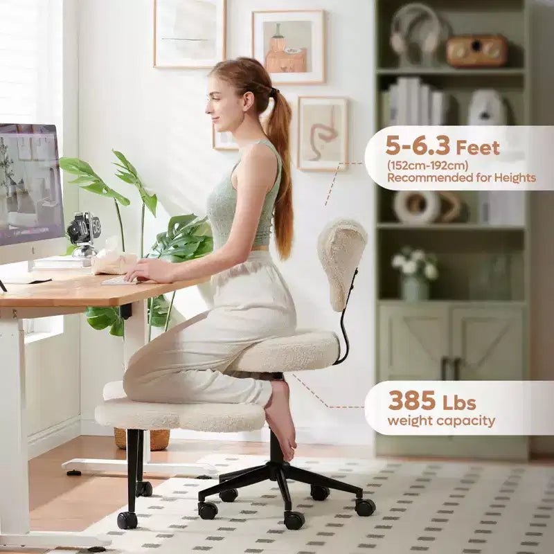 Chaise de bureau ergonomique Pinmoco Criss Cross, Chaise de méditation réglable en hauteur, Pivotante à 360°, Support lombaire, Chaise de travail et de bureau, Chaise TDAH