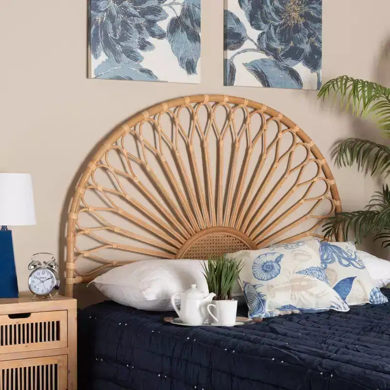 Tête de lit en rotin naturel, marron