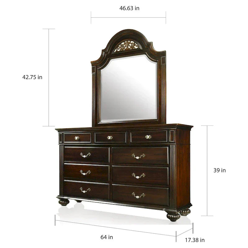 Commode et miroir traditionnels 2 pièces à 9 tiroirs Vame par Furniture of America