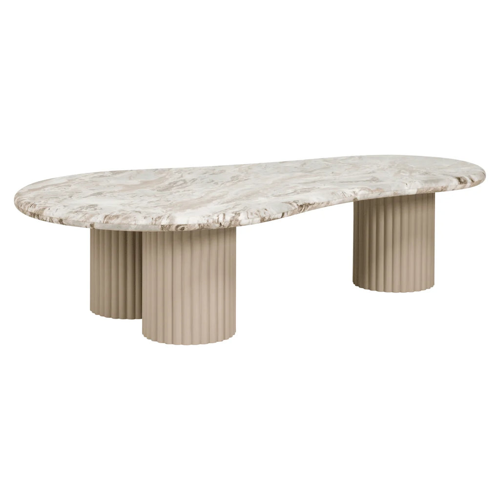 Table basse avec plateau en marbre de forme galet