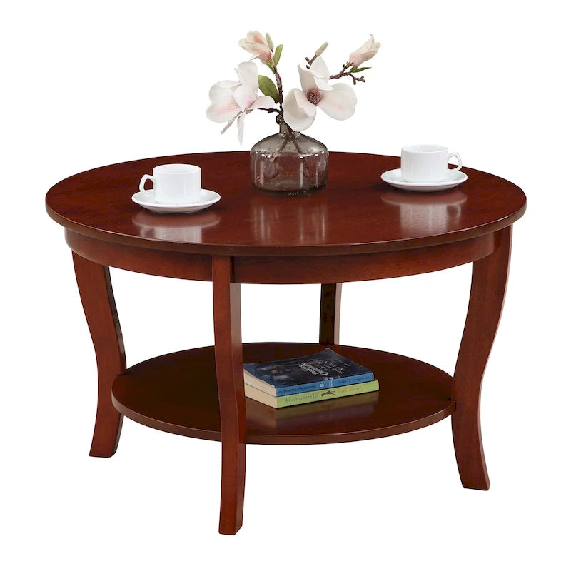 Table basse ronde avec étagère American Heritage de Convenience Concepts