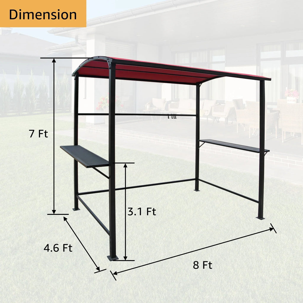 Abri barbecue en acier avec auvent, 1,5 x 2,4 m