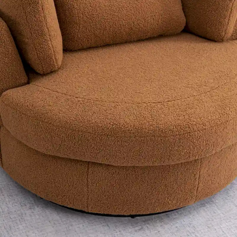 Fauteuil d'appoint pivotant rembourré 42,3 W avec 4 oreillers et pouf de rangement demi-lune