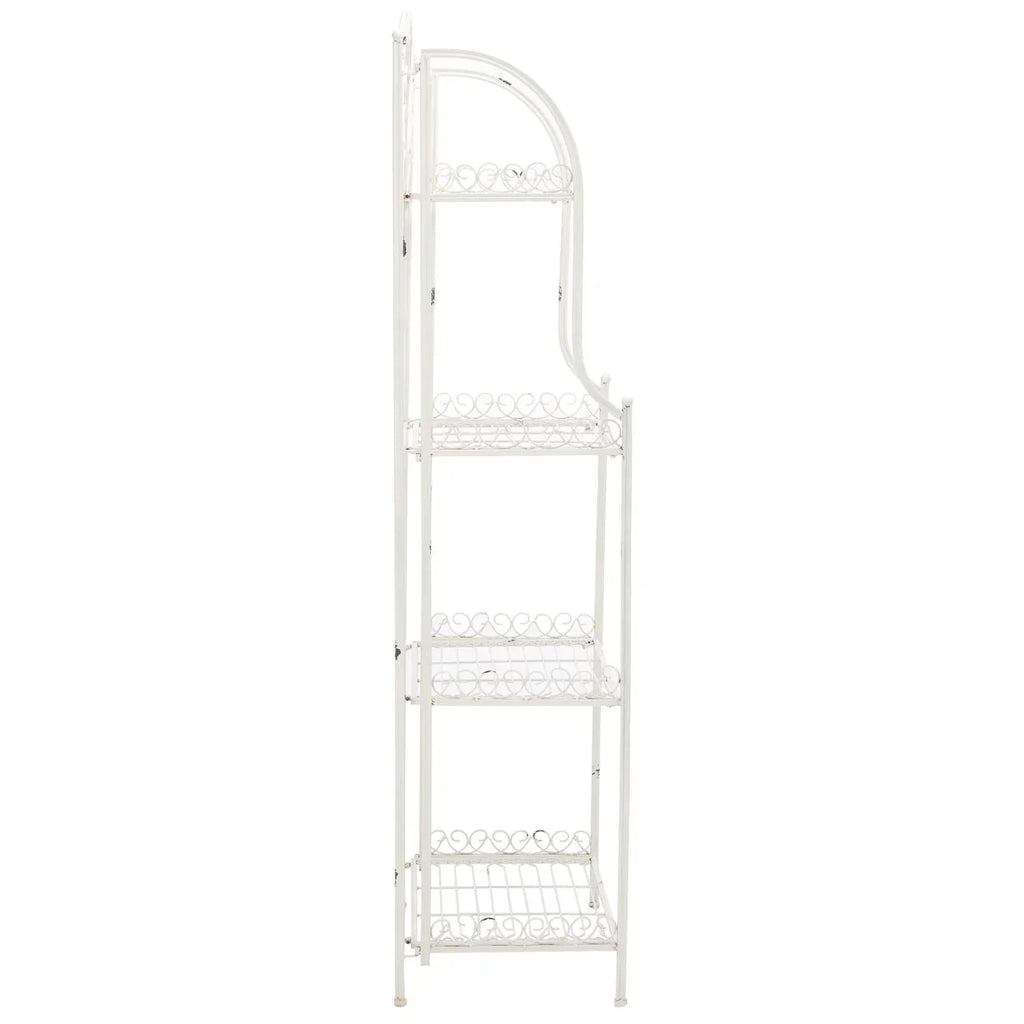 SAFAVIEH Bryn Étagère de boulanger d'extérieur victorienne en fer forgé à 4 niveaux - 63,5 cm l x 38,1 cm P x 160 cm H - 25L x 15P x 63H