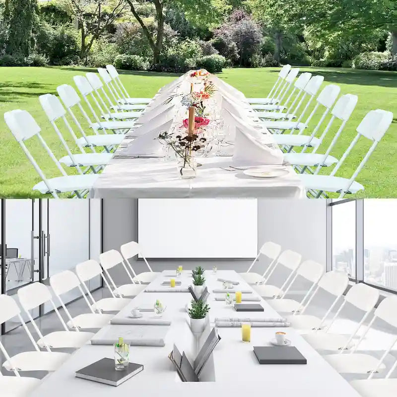 Chaise pliante en plastique, lot de 10, capacité de 158 kg pour événements, bureau, mariage, fête, pique-nique, cuisine, salle à manger
