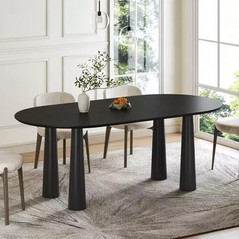 Dovelina 67 Table à manger ovale en bois à 4 pieds Table de cuisine moderne pour 6 personnes
