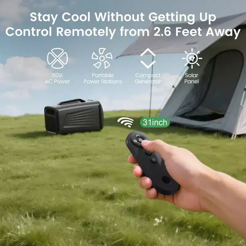 Climatiseur portable 3-en-1 Waykar 5000 BTU avec déshumidificateur et télécommande pour tente, camping et camping-car